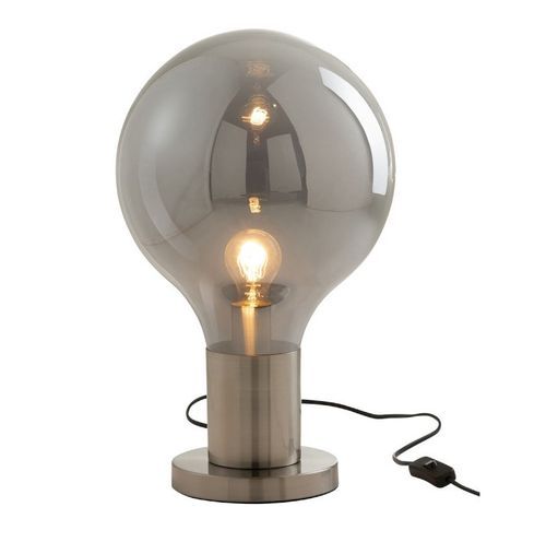 Lampe de table globe verre gris et métal argenté Liath - Photo n°2; ?>