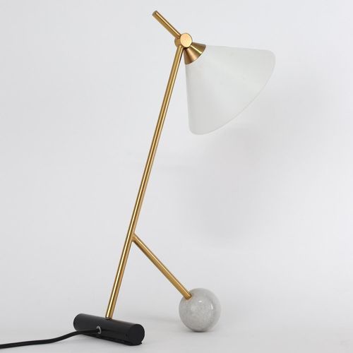 Lampe de table métal blanc et doré Kohey - Photo n°2; ?>