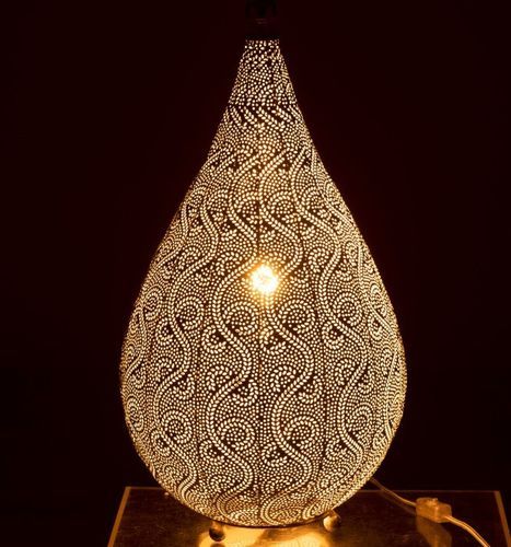 Lampe de table métal blanc Omani - Lot de 2 - Photo n°3; ?>