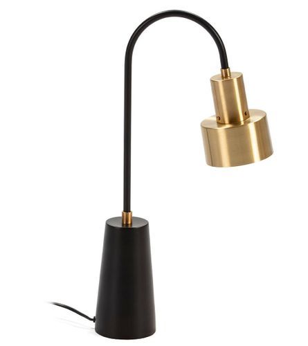 Lampe de table métal doré et pied métal noir Etian - Photo n°2; ?>