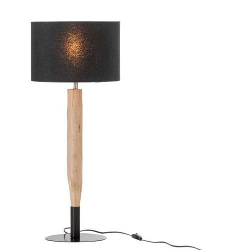 Lampe de table métal noir et pied bois d'eucalyptus Bialli - Photo n°2; ?>