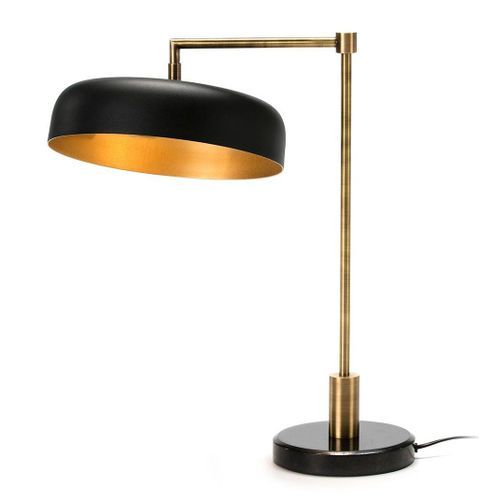 Lampe de table métal noir et pied métal doré Odric - Photo n°2; ?>