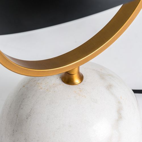 Lampe de table métal noir et socle marbre blanc Miles - Photo n°2; ?>