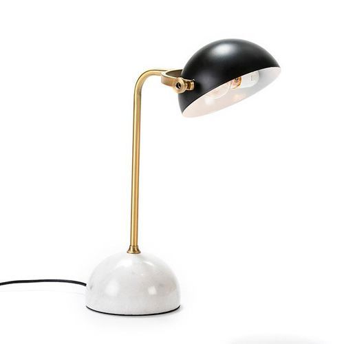 Lampe de table noir et marbre blanc et doré Xéna - Photo n°2; ?>