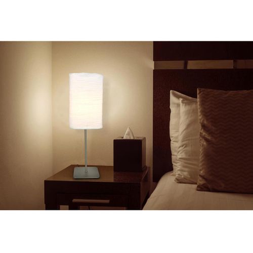 Lampe de table papier blanc et pied métal gris Ravell - Photo n°3; ?>