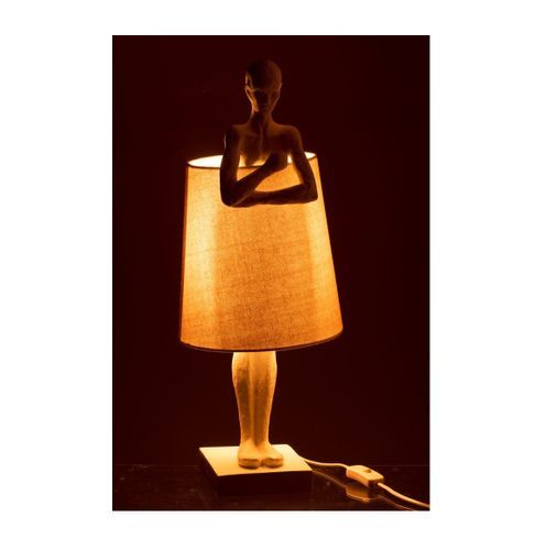 Lampe de table pied figurine résine blanche Ettis - Photo n°3; ?>