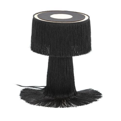 Lampe de table tissu à franges noir Angie 2 - Photo n°2; ?>