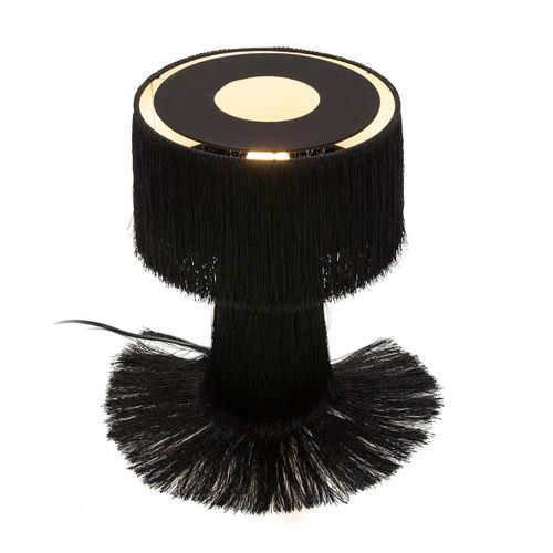 Lampe de table tissu à franges noir Angie 2 - Photo n°3; ?>