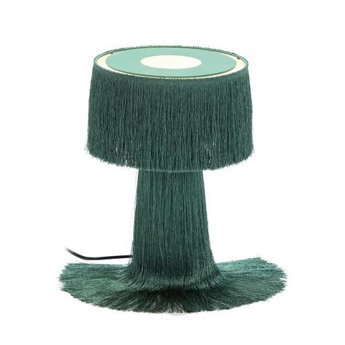Lampe de table tissu à franges vert Angie - Photo n°2; ?>