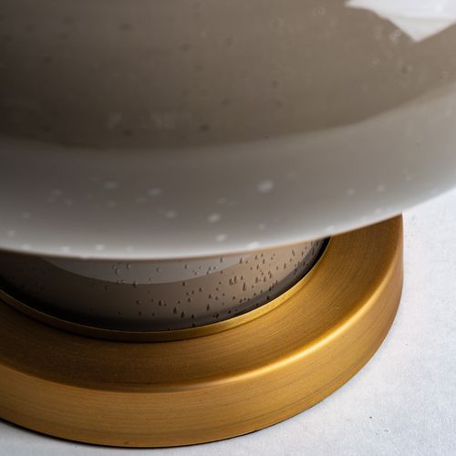 Lampe de table tissu beige et pied métal doré Relsan - Photo n°3; ?>