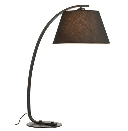 Lampe de table tissu et pied métal noir arrondi Winno - Photo n°2; ?>