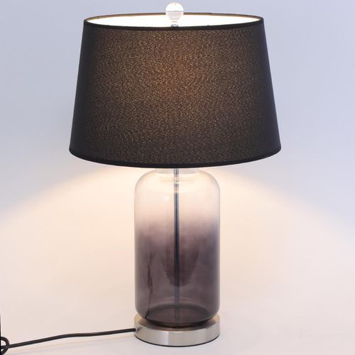 Lampe de table tissu et pied verre noir Gradibel - Photo n°2; ?>