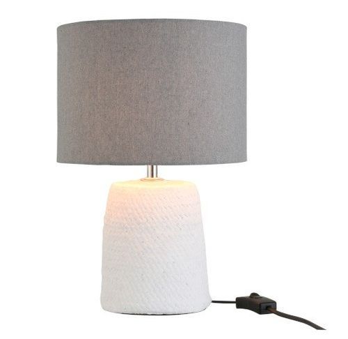 Lampe de table tissu gris et ciment blanc Marino - Photo n°2; ?>