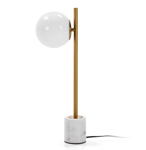 Lampe de table verre blanc et pied métal doré Acippo - Photo n°2; ?>