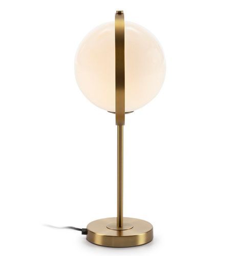 Lampe de table verre blanc et pied métal doré Orepa - Photo n°2; ?>