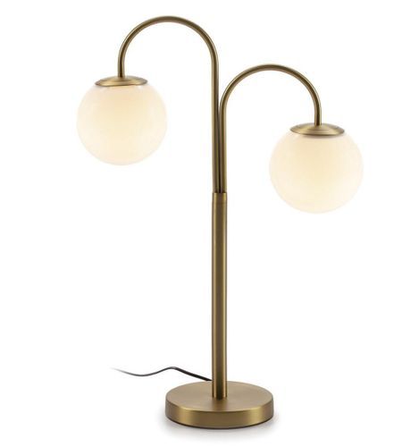 Lampe de table verre blanc et pied métal doré Asseo - Photo n°2; ?>