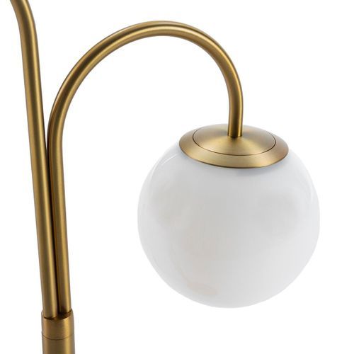 Lampe de table verre blanc et pied métal doré Asseo - Photo n°3; ?>