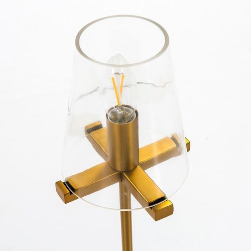 Lampe de table verre transparent et pied métal doré Tickoa - Photo n°2; ?>