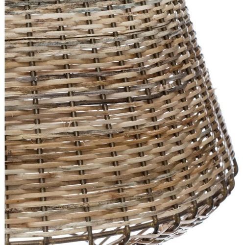 Lampe en métal et osier - H. 33,5 cm - Beige - Photo n°2; ?>