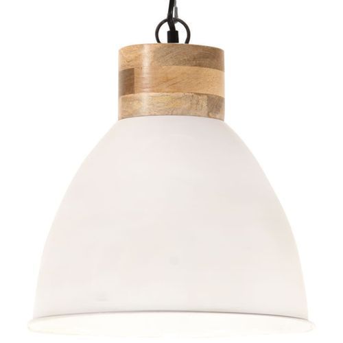 Lampe suspendue industrielle Blanc Fer et bois solide 46 cm E27 - Photo n°3; ?>