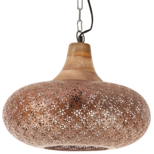 Lampe suspendue industrielle Cuivre Fer et bois solide 40cm E27 - Photo n°3; ?>