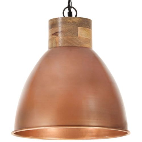 Lampe suspendue industrielle Cuivre Fer et bois solide 46cm E27 - Photo n°3; ?>
