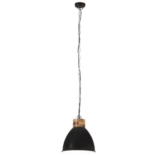 Lampe Suspendue Industrielle Noir Fer Et Bois Solide 46 Cm E27 21 Lampe suspendue industrielle Noir Fer et bois solide 46 cm E27 - Photo n°3; ?>