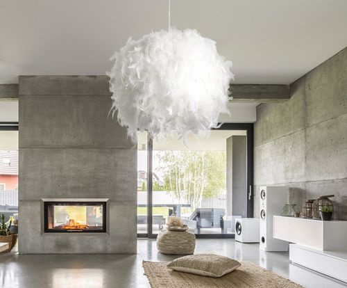 Lampe suspension plumes blanches Rivaj - Photo n°3; ?>