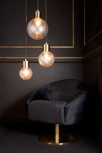Lampe suspension verre et métal doré Ysarg - Photo n°2; ?>