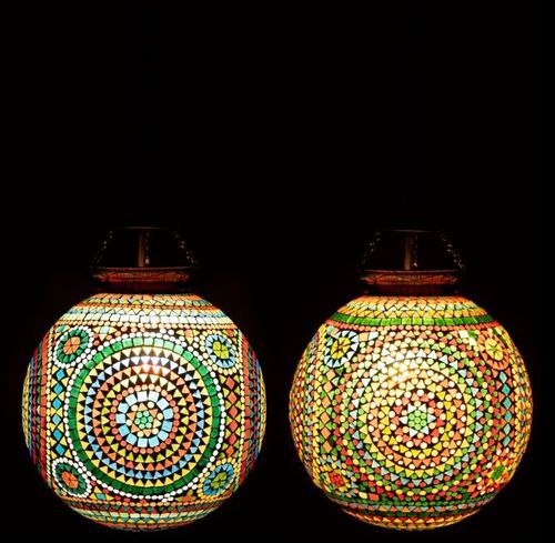 Lampe suspension verre multicolore Veeda D 31 cm - Lot de 2 - Photo n°3; ?>