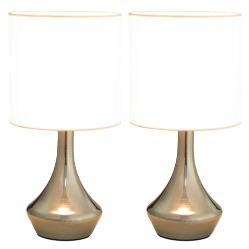Lampes de table 2 pcs Bouton tactile Blanc E14 - Photo n°2; ?>