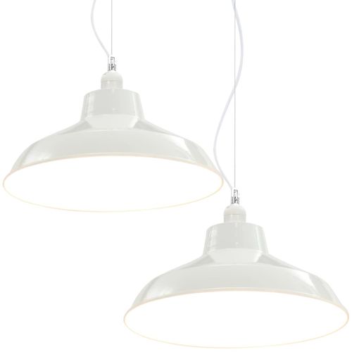 Lampes Suspendues 2 Pcs Blanc Rond E27 22 Lampes suspendues 2 pcs Blanc Rond E27 - Photo n°2; ?>