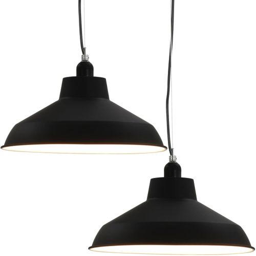 Lampes suspendues 2 pcs Noir Rond E27 - Photo n°2; ?>