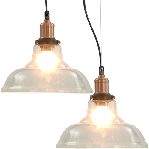 Lampes suspendues 2 pcs Transparent Rond 28 cm E27 - Photo n°2; ?>