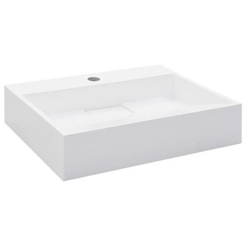 Lavabo 50x38x13 cm Fonte minérale/marbre Blanc - Photo n°2; ?>