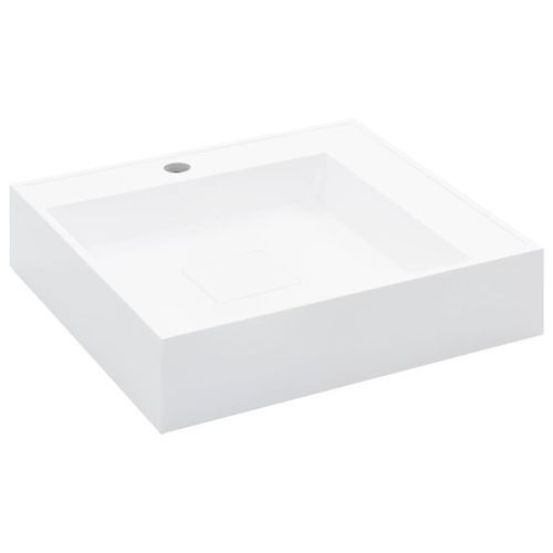 Lavabo 50x50x12,3 cm Fonte minérale/marbre Blanc - Photo n°2; ?>