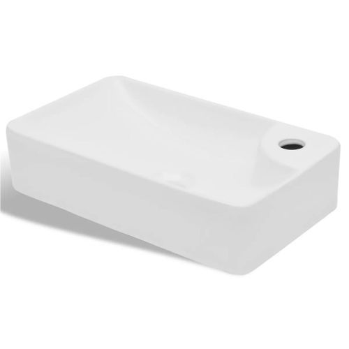 Lavabo à trou pour robinet céramique Blanc pour salle de bain - Photo n°2; ?>