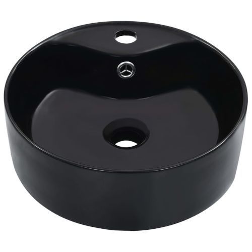 Lavabo avec trop-plein 36x13 cm Céramique Noir - Photo n°2; ?>