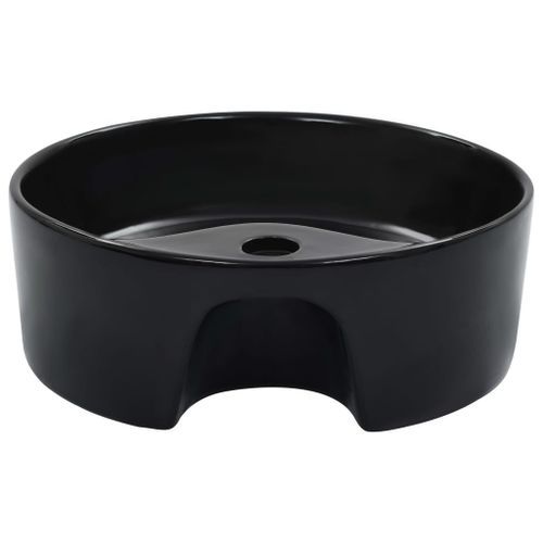 Lavabo avec trop-plein 36x13 cm Céramique Noir - Photo n°3; ?>