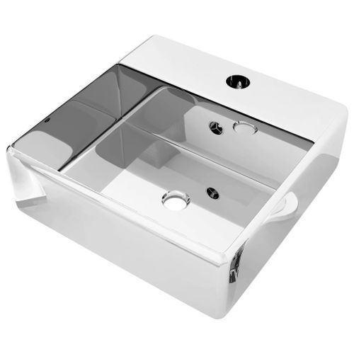 Lavabo avec trop-plein 41 x 41 x 15 cm Céramique Argenté - Photo n°2; ?>