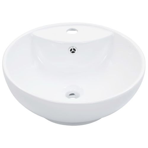 Lavabo avec trop-plein 46,5 x 18 cm Céramique Blanc - Photo n°2; ?>