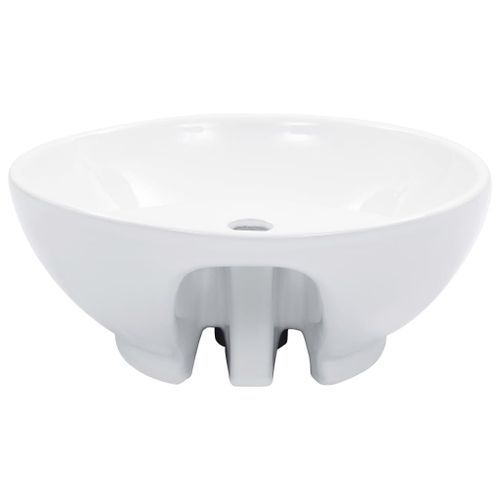 Lavabo avec trop-plein 46,5 x 18 cm Céramique Blanc - Photo n°3; ?>