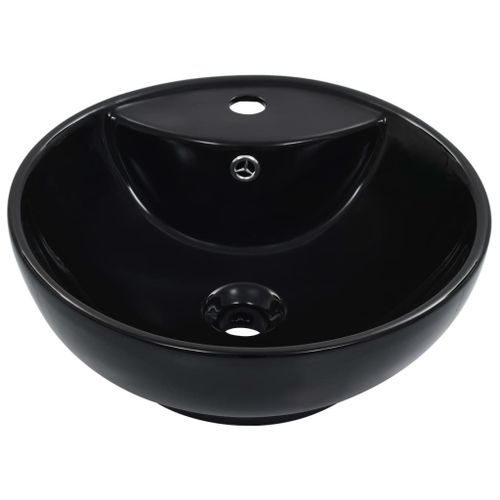 Lavabo avec trop-plein 46,5 x 18 cm Céramique Noir - Photo n°2; ?>