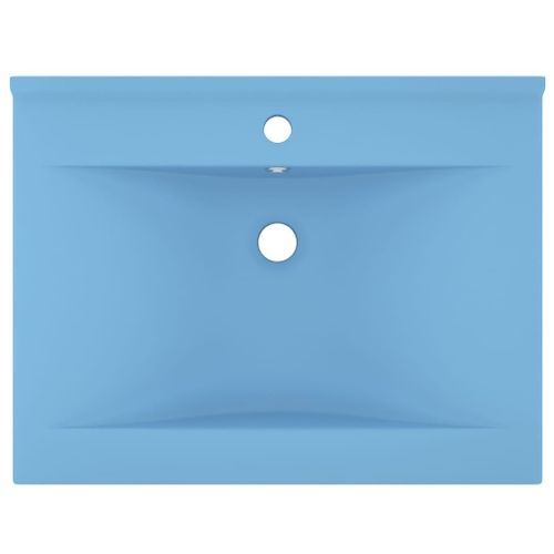 Lavabo avec trou de robinet Bleu clair mat 60x46 cm Céramique - Photo n°3; ?>