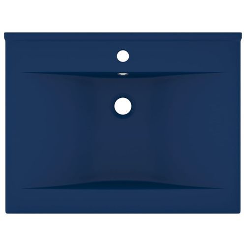 Lavabo avec trou de robinet Bleu foncé mat 60x46 cm Céramique - Photo n°3; ?>