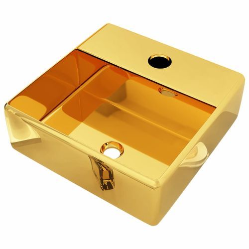 Lavabo avec trou pour robinet 38 x 30 x 11,5 cm Céramique Doré - Photo n°2; ?>