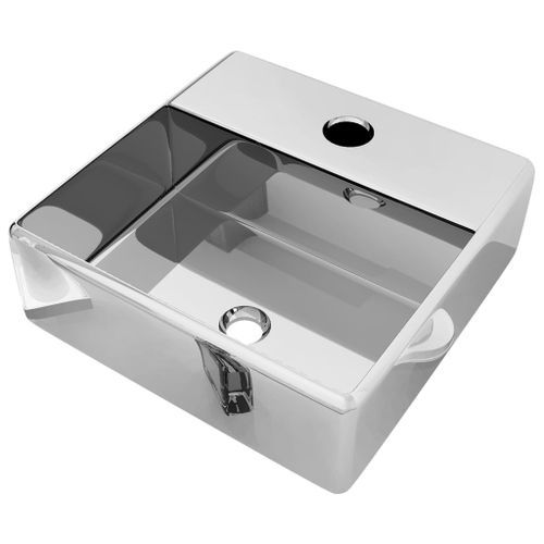 Lavabo avec trou pour robinet 38x30x11,5 cm Céramique Argenté - Photo n°2; ?>