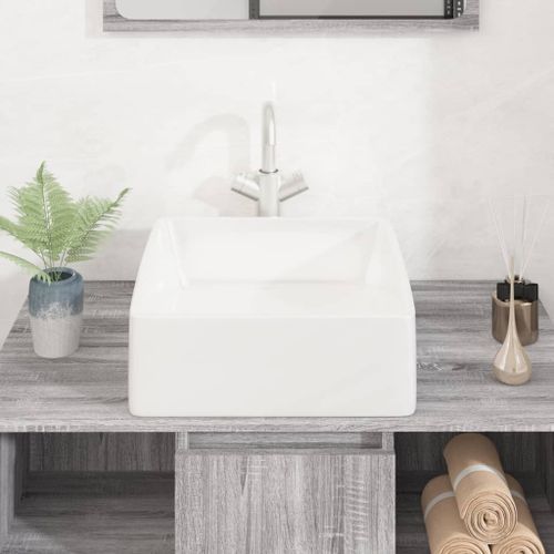 Lavabo blanc 37x37x13 cm céramique carré - Photo n°3; ?>