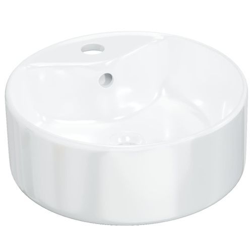 Lavabo blanc 40x14,5 cm céramique rond - Photo n°2; ?>