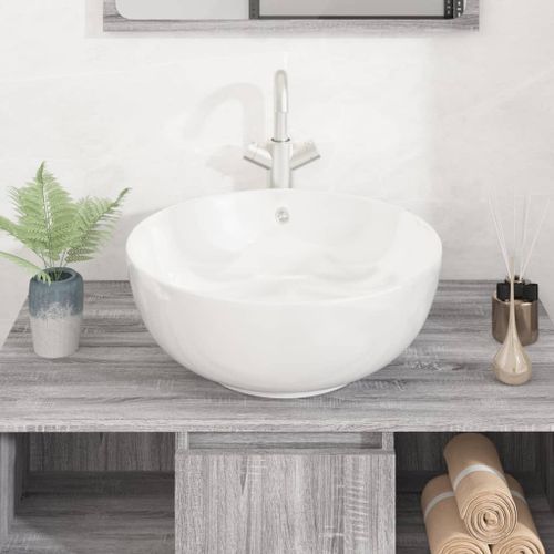 Lavabo blanc 44x17 cm céramique rond - Photo n°3; ?>